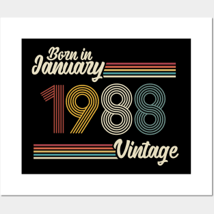 Vintage Born in January 1988 Posters and Art